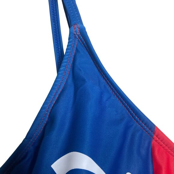 Juicy Couture Swimsuit Size L Colorblock One Piece Red Blue Scoop Back Strappy - Picture 6 of 16